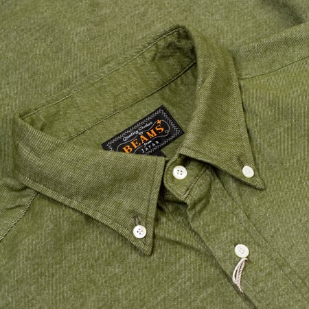 flaneurs details BEAMS PLUS  B.D. Flannel Solid Olive (3)