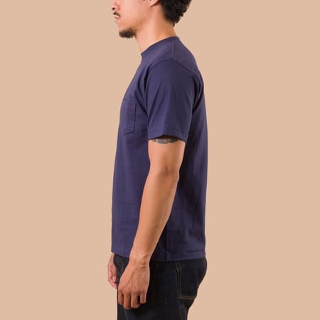 tee-shirt Denime side tee-shirt Denime front Lot. 273 Crew Neck Pocket T-Shirt Ink Navy