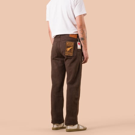 worn back flaneurs STUDIO D'ARTISAN 1914 17oz Amami Oshima Mud-Dyed Sashiko Dark Brown (10)