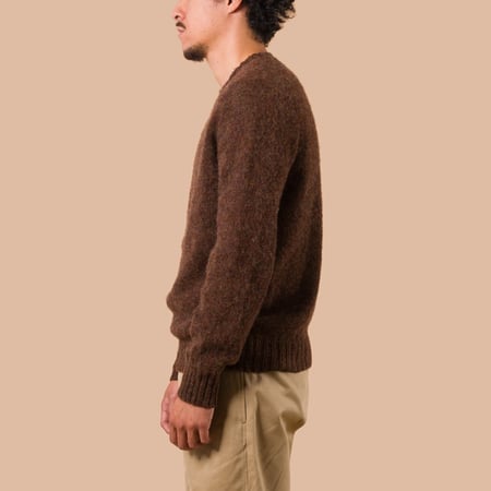 Vignettes Flaneurs Knitwear Shaggy Crew Neck Sweater Redstart worn side