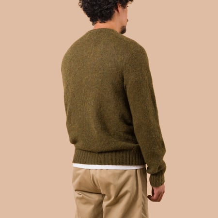 Vignettes Flaneurs Knitwear Shaggy Crew Neck Sweater Siskin worn back