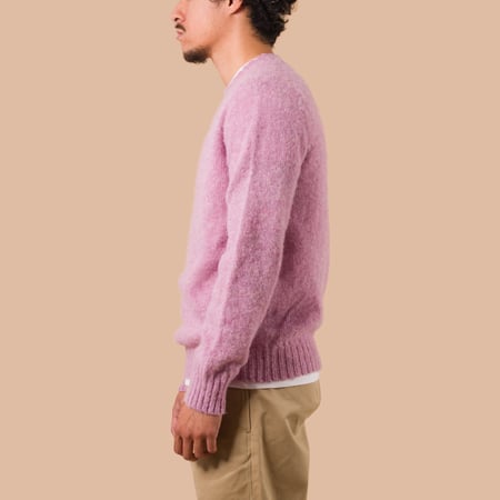 Shaggy Crew Neck Sweater Pink Lavender