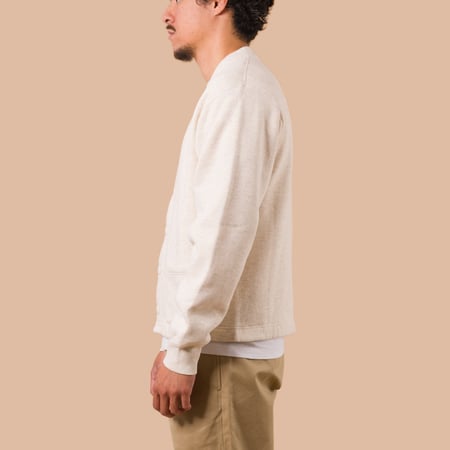 Sweat V Cardigan Raised Back Oatmeal