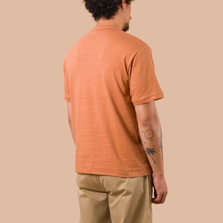 image worn back flaneurs WAREHOUSE & CO.  Lot. 4601 Pocket T-Shirt Dark Salmon