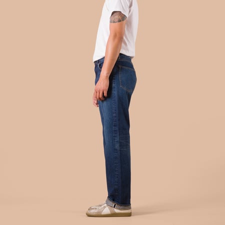 Flaneurs FOB Factory F159 13oz Used Straight Selvedge Denim worn side