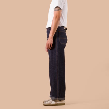 flaneurs DENIME pantalon workwear Lot 223 Painter Pants Indigo worn side