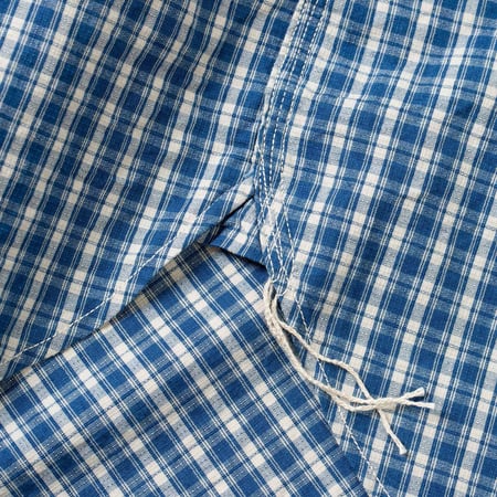 Flaneurs detail 2 FOB Factory F3516 Indigo Check Work Shirt