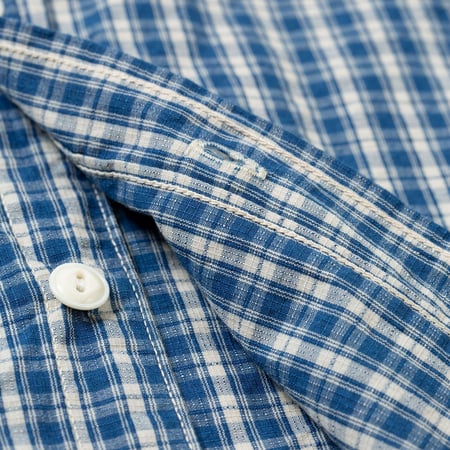 Flaneurs detail 1 FOB Factory F3516 Indigo Check Work Shirt