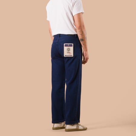 Collaboration Flaneurs x ONI Denim 3X3 インディゴツイル BioWash worn back