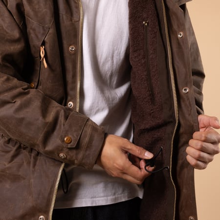 Image flâneurs MANIFATTURA CECCARELLI / Long Mountain Jacket Dark Tan détail