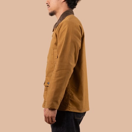 Image flâneurs FOB FACTORY / F2361 Heavy Moleskin Riding Jacket Khaki profil