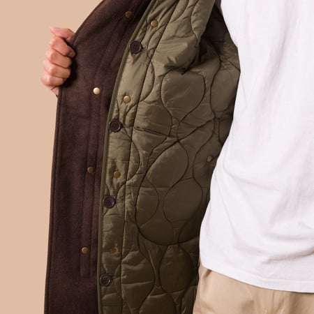 Image Flâneurs FRIZMWORKS / Wool Vincent Fishtail Parka Brown détail int 1