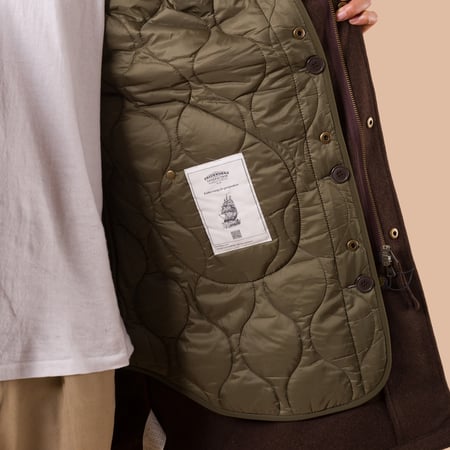 Image Flâneurs FRIZMWORKS / Wool Vincent Fishtail Parka Brown détail int 2