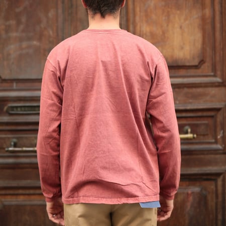 LS Pocket Crew Tee - Dark Orange