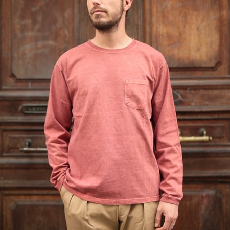 LS Pocket Crew Tee - Dark Orange