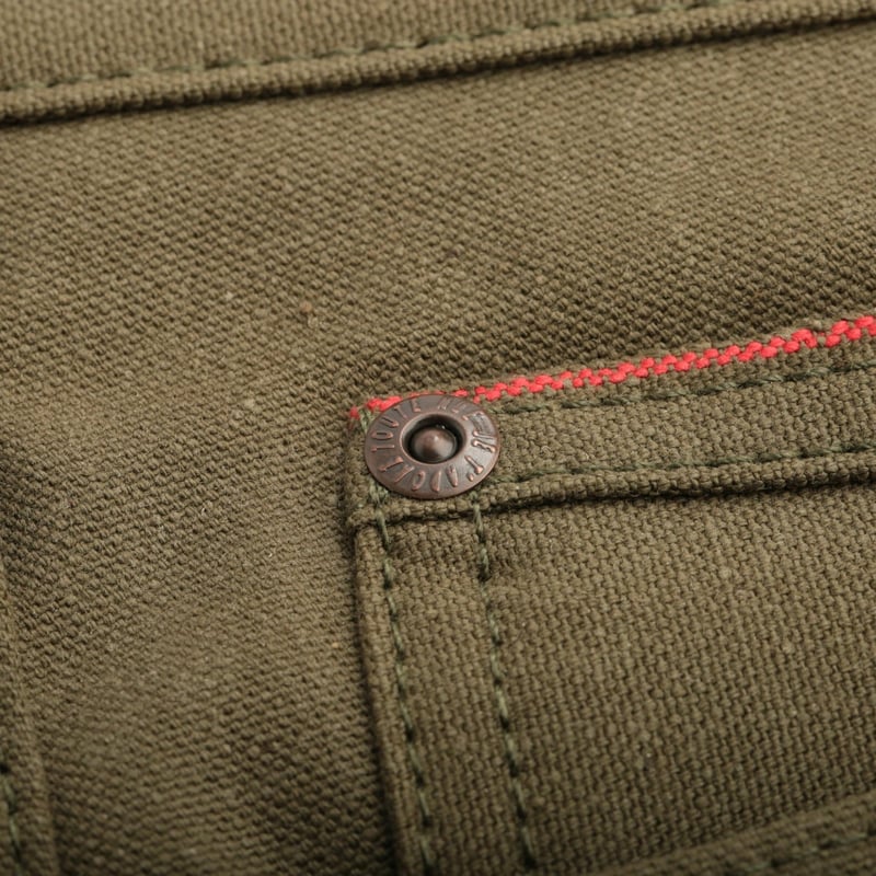 rivet flâneurs NAKED & FAMOUS SuperGuy Army Green "Duck" Canvas Selvedge