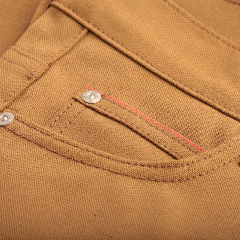 flâneurs NAKED & FAMOUS SuperGuy Army Green "Duck" Canvas Selvedge coin pocket