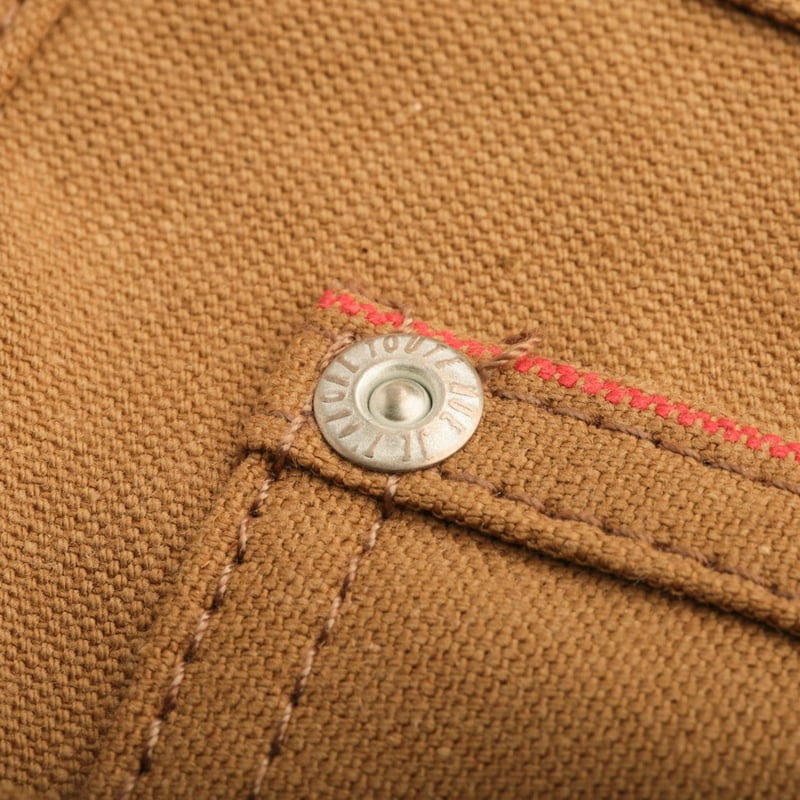 flâneurs NAKED & FAMOUS SuperGuy Army Green "Duck" Canvas Selvedge rivet