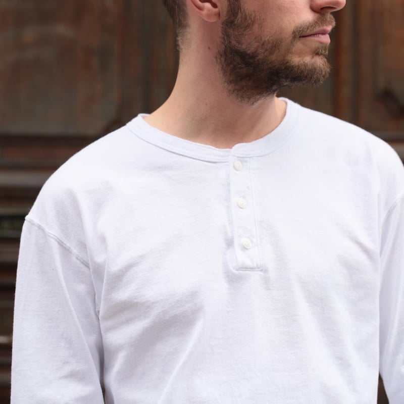 L/S Henley Tee White