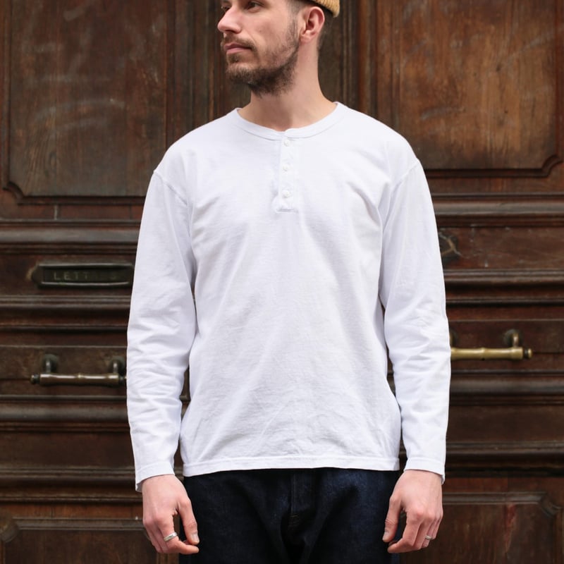 L/S Henley Tee White
