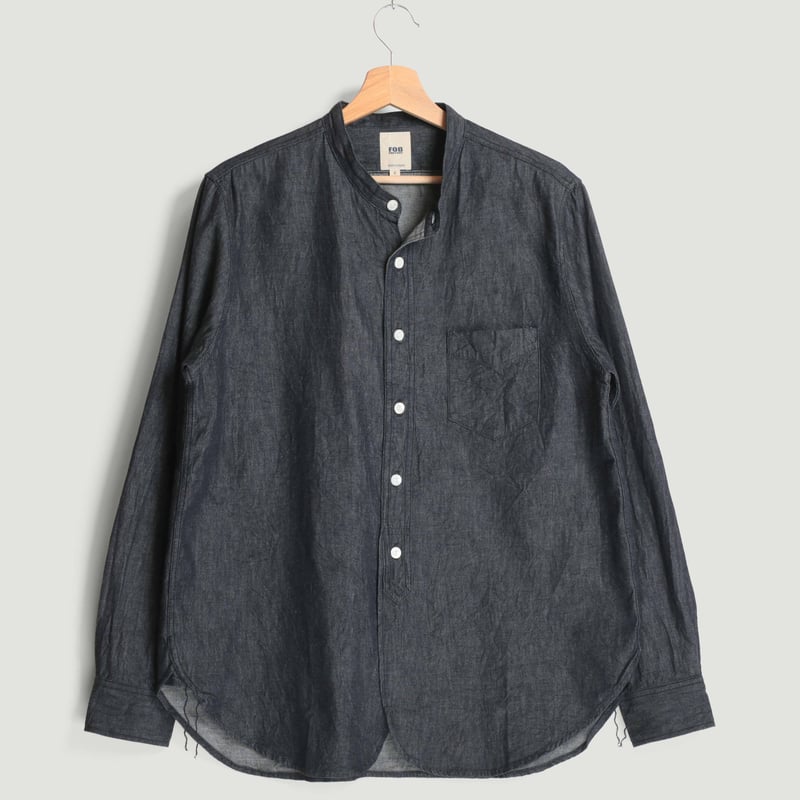 Band Collar Denim Shirt