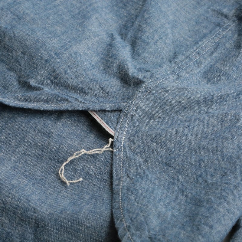 F3428 Selvedge Chambray Band Collar Shirt