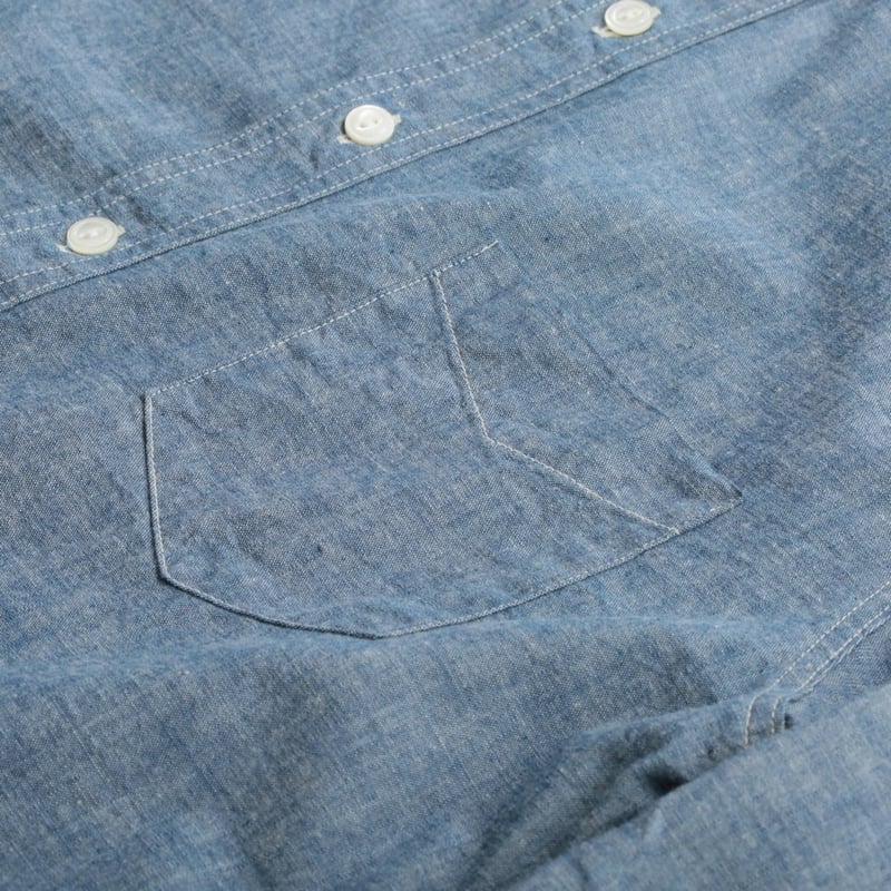 F3428 Selvedge Chambray Band Collar Shirt