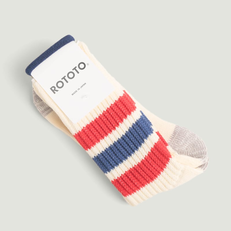 Coarse Ribbed OldSchool Crew Socks Red/Blue
