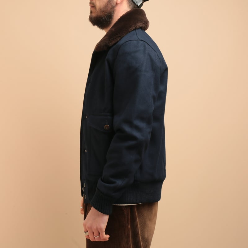 Winston Jacket Melton Wool Dark Navy/Brown
