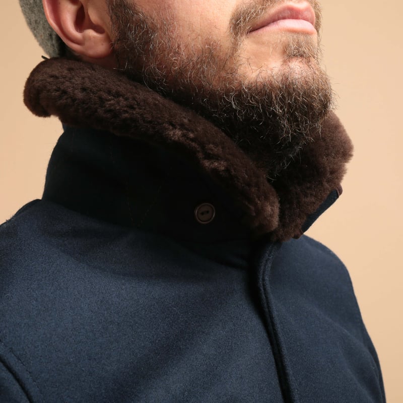 Winston Jacket Melton Wool Dark Navy/Brown