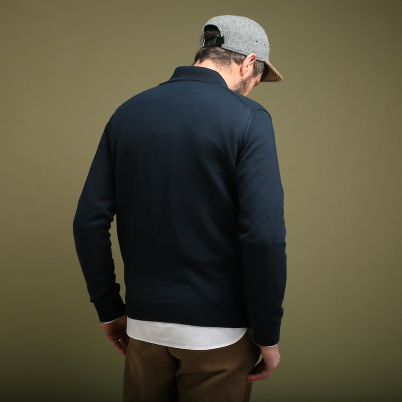 Pull Mérinos Col Cheminée Navy