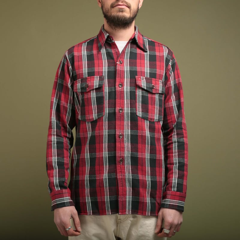 Lot 3022 Flannel Shirt With Chinstrap Red