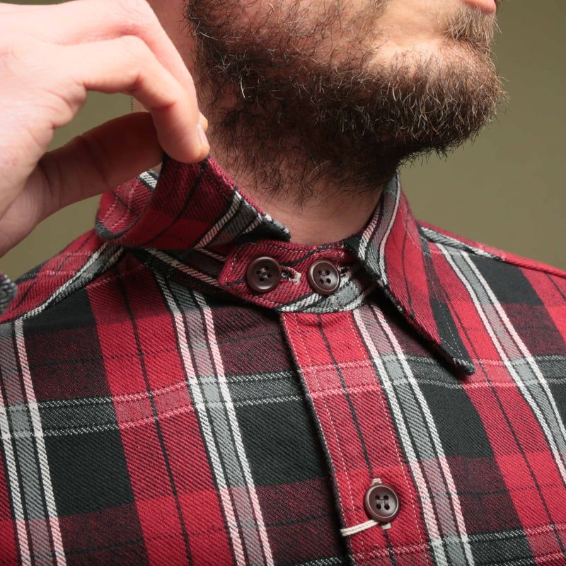 Lot 3022 Flannel Shirt With Chinstrap Red