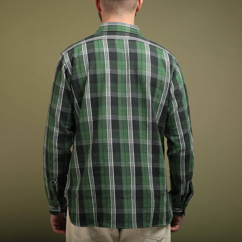 Lot 3022 Flannel Shirt With Chinstrap Green