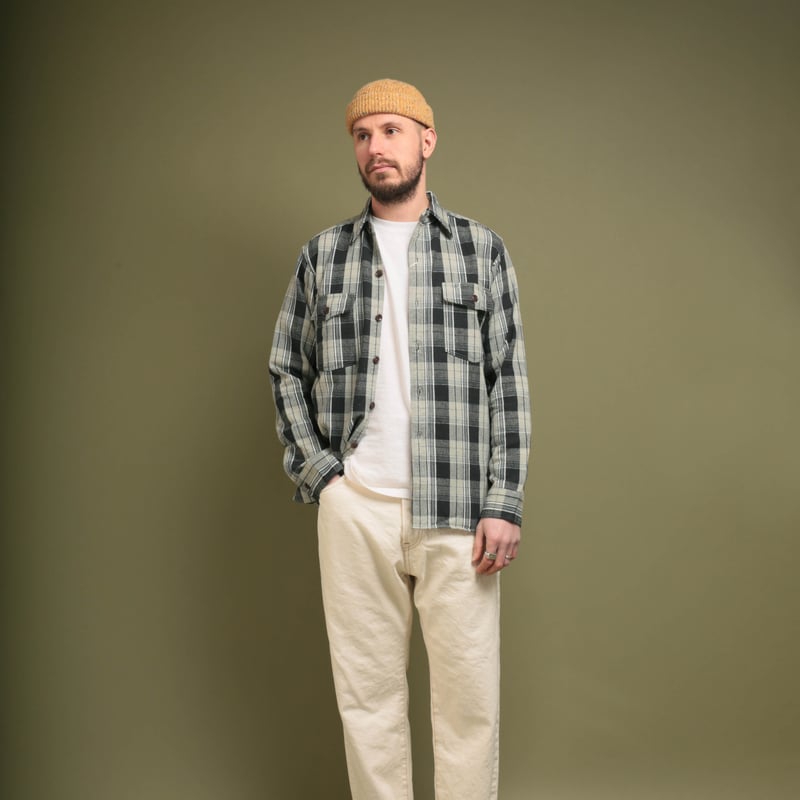 Lot 3022 Flannel Shirt With Chinstrap Gray