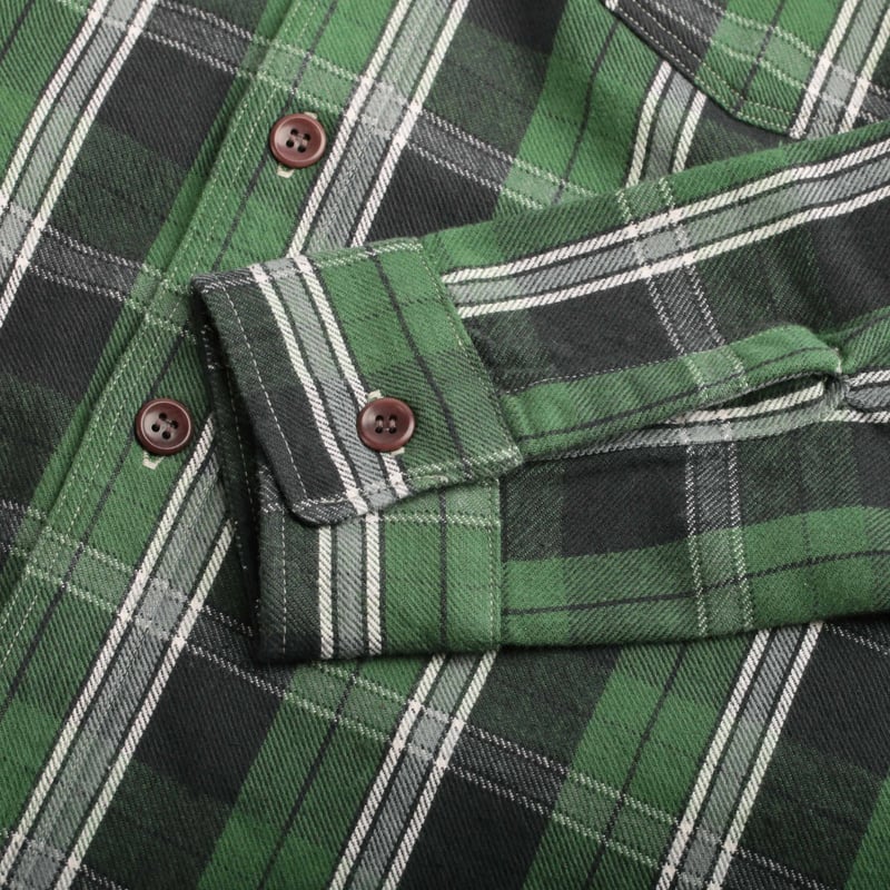 Lot 3022 Flannel Shirt With Chinstrap Green