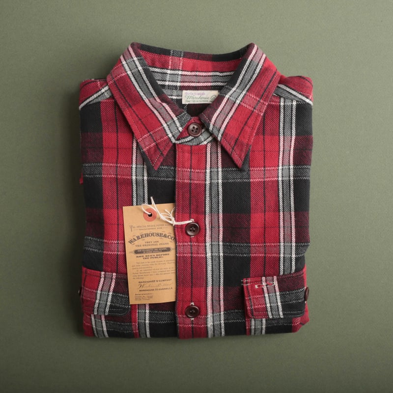 Lot 3022 Flannel Shirt With Chinstrap Red