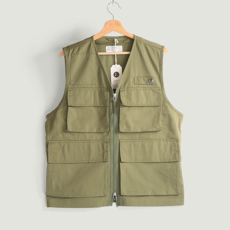 Photographers Gilet in Olive Fine Twill