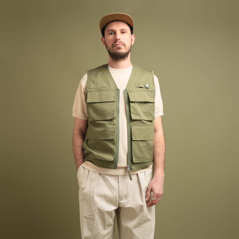 Photographers Gilet in Olive Fine Twill