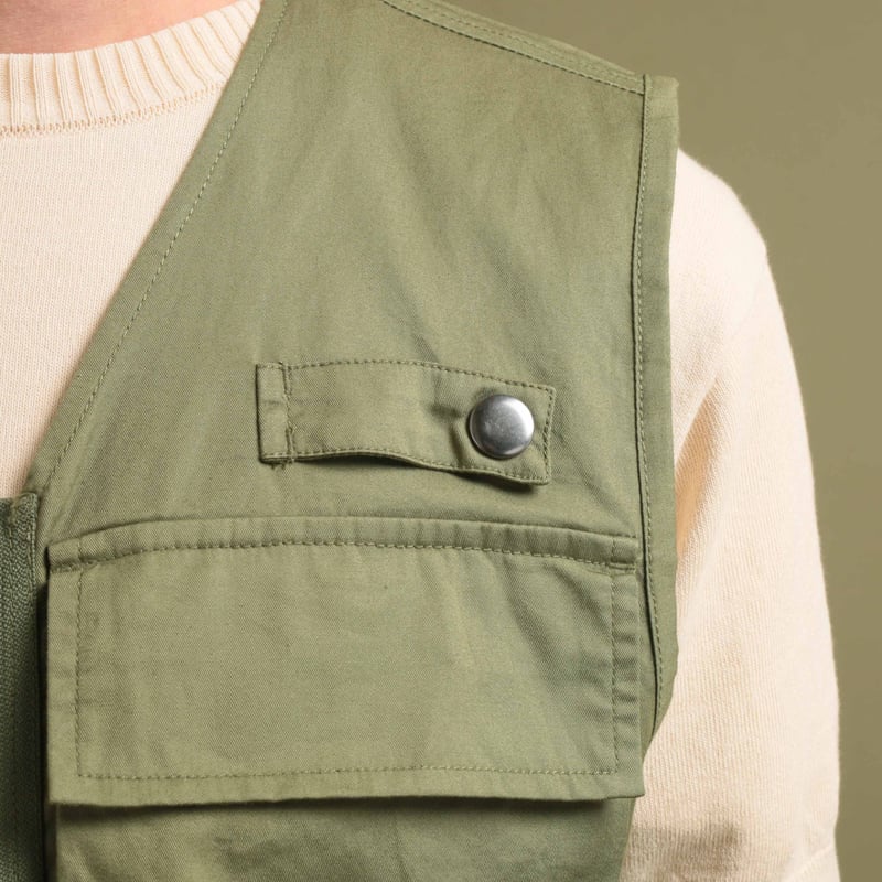 Photographers Gilet in Olive Fine Twill
