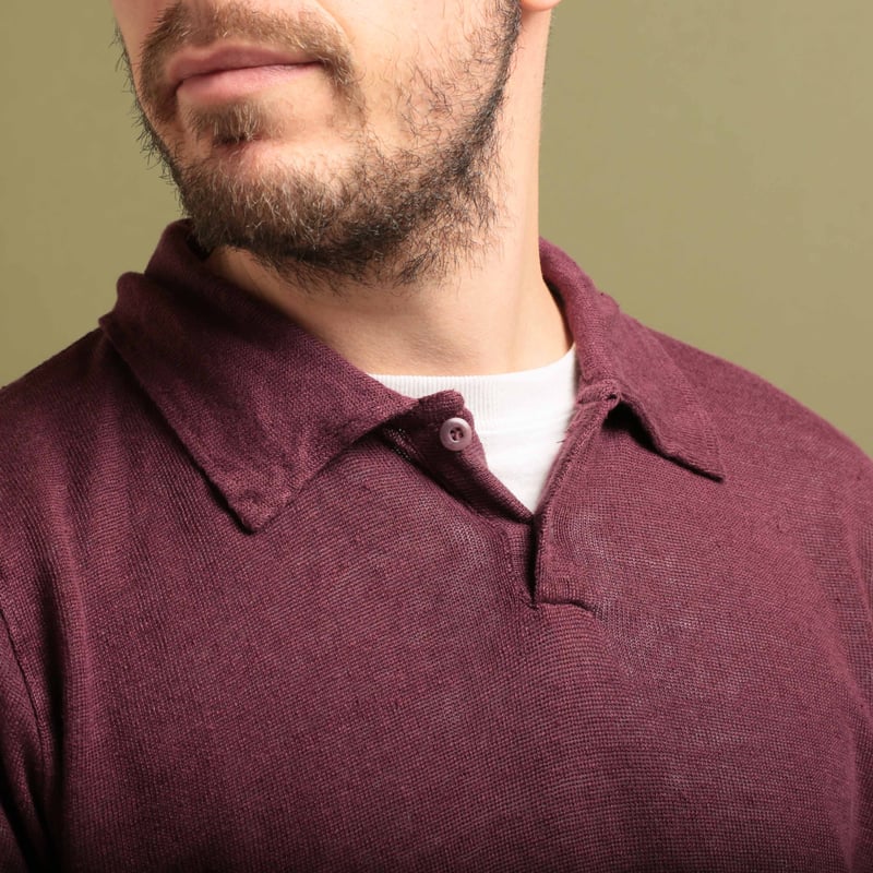 GRP / Long Sleeve Linen Polo Bordeaux