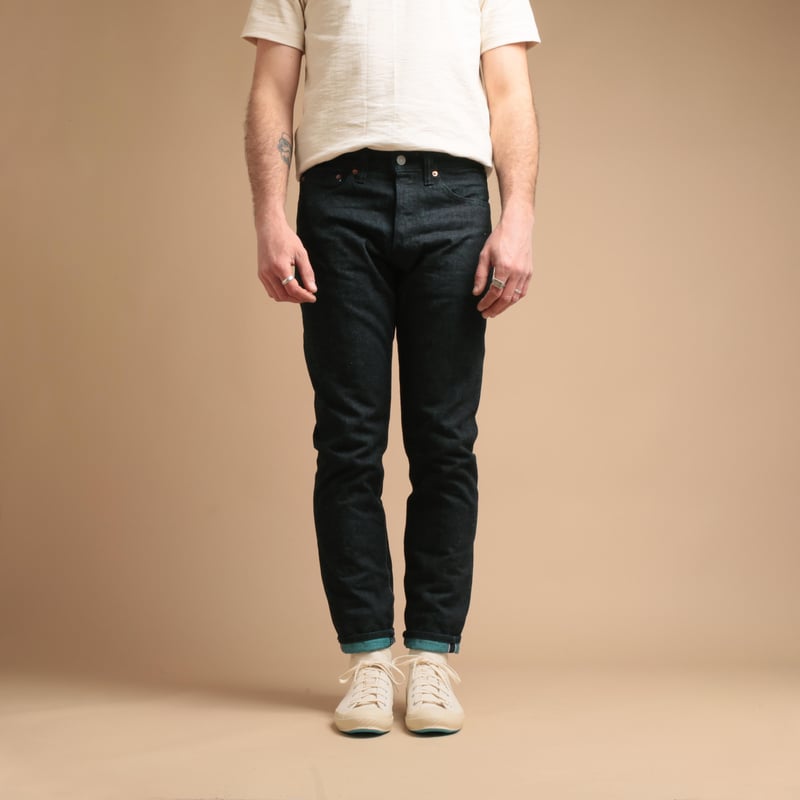 0405-IM High Tapered 15,7oz Indigo x Mint