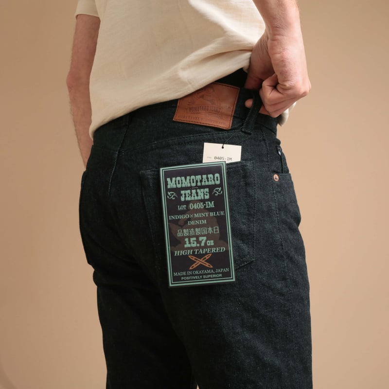 0405-IM High Tapered 15,7oz Indigo x Mint