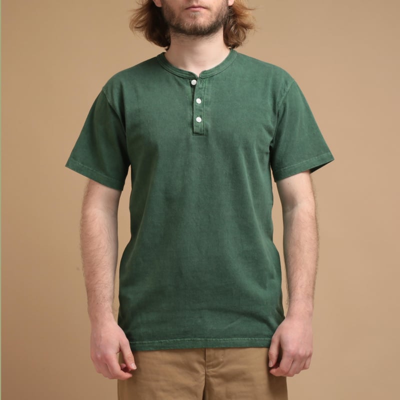 S/S Henley Tee P-Dark Green