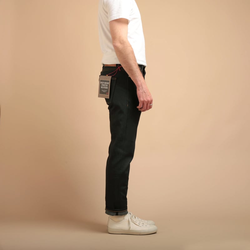 NAKED & FAMOUS SuperGuy Deep Indigo Stretch Selvedge side view photo