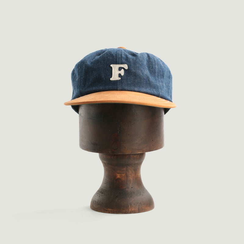 Denim & Leather 8-Panel Cap Camel