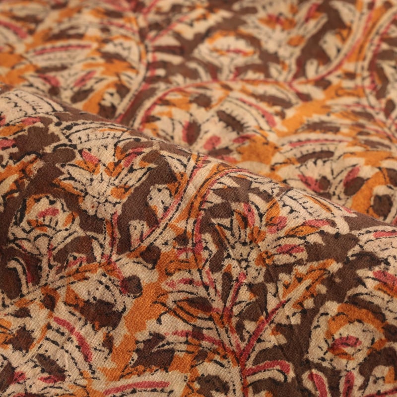 Open Collar Short Sleeve Shirt with Block Print in Brown