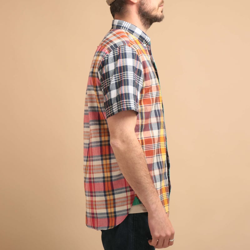 B.D. Short Sleeve Indian Madras Check Panel