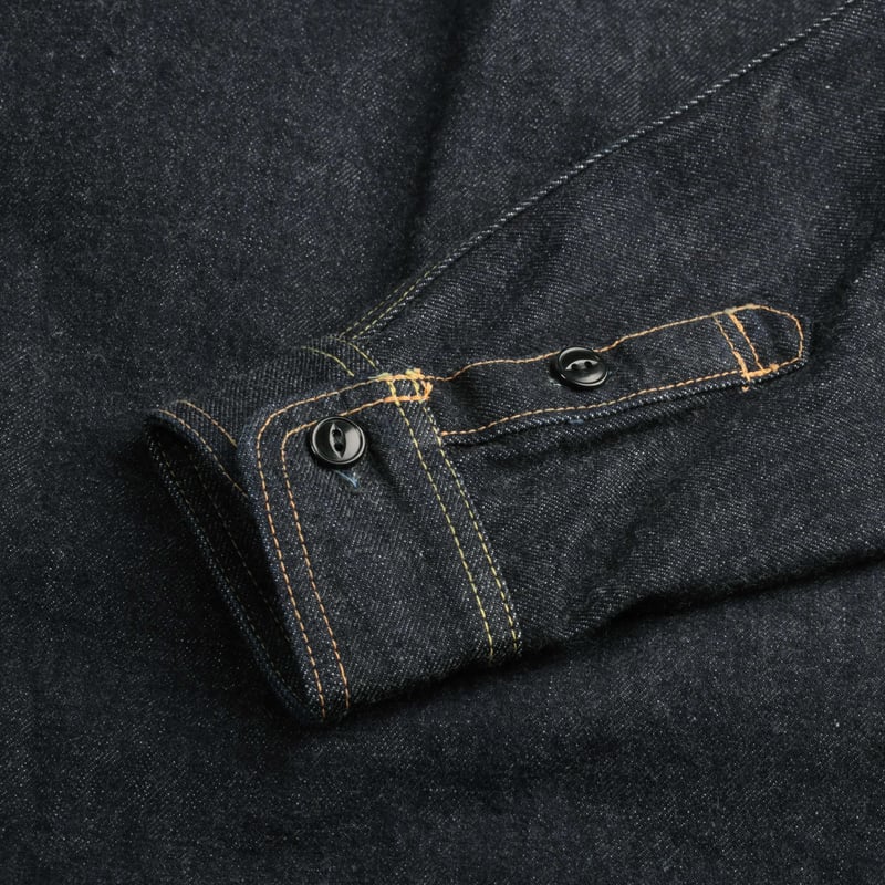 image flâneurs STUDIO D'ARTISAN  D5335 14oz Selvedge Denim Work Shirt manche
