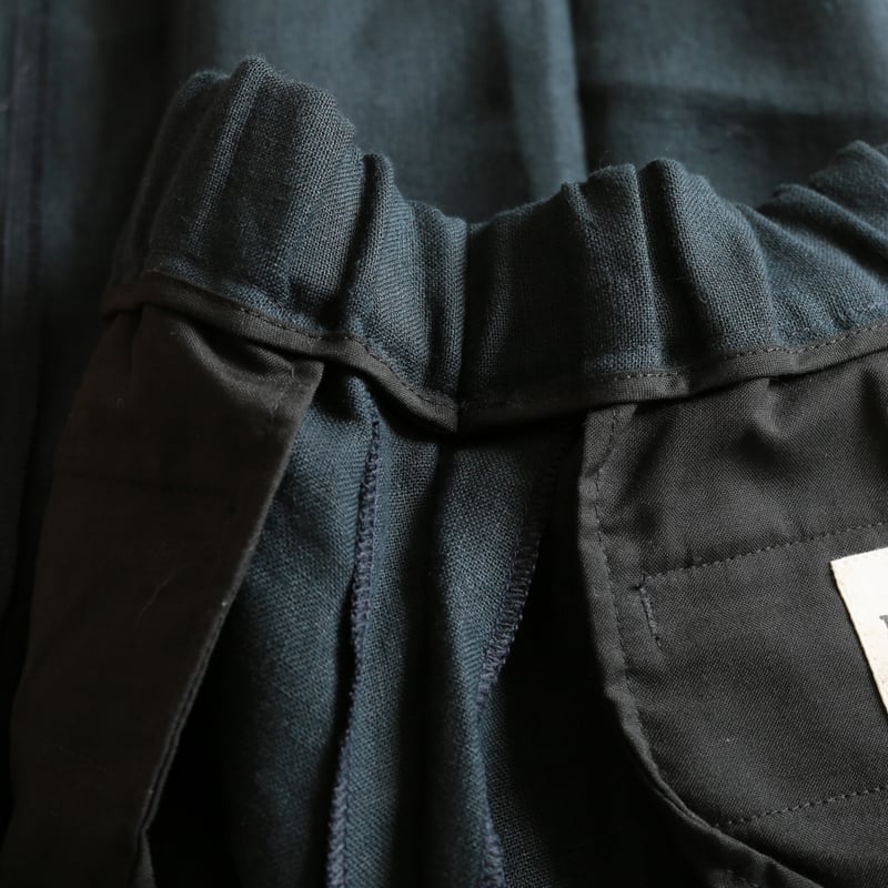 T005 Linen Drawstring Trousers Navy